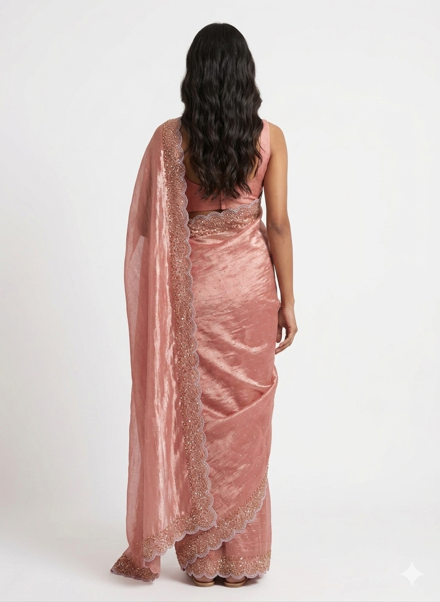 Rooh Tissue Designer Saree with Unstitched Blouse Material