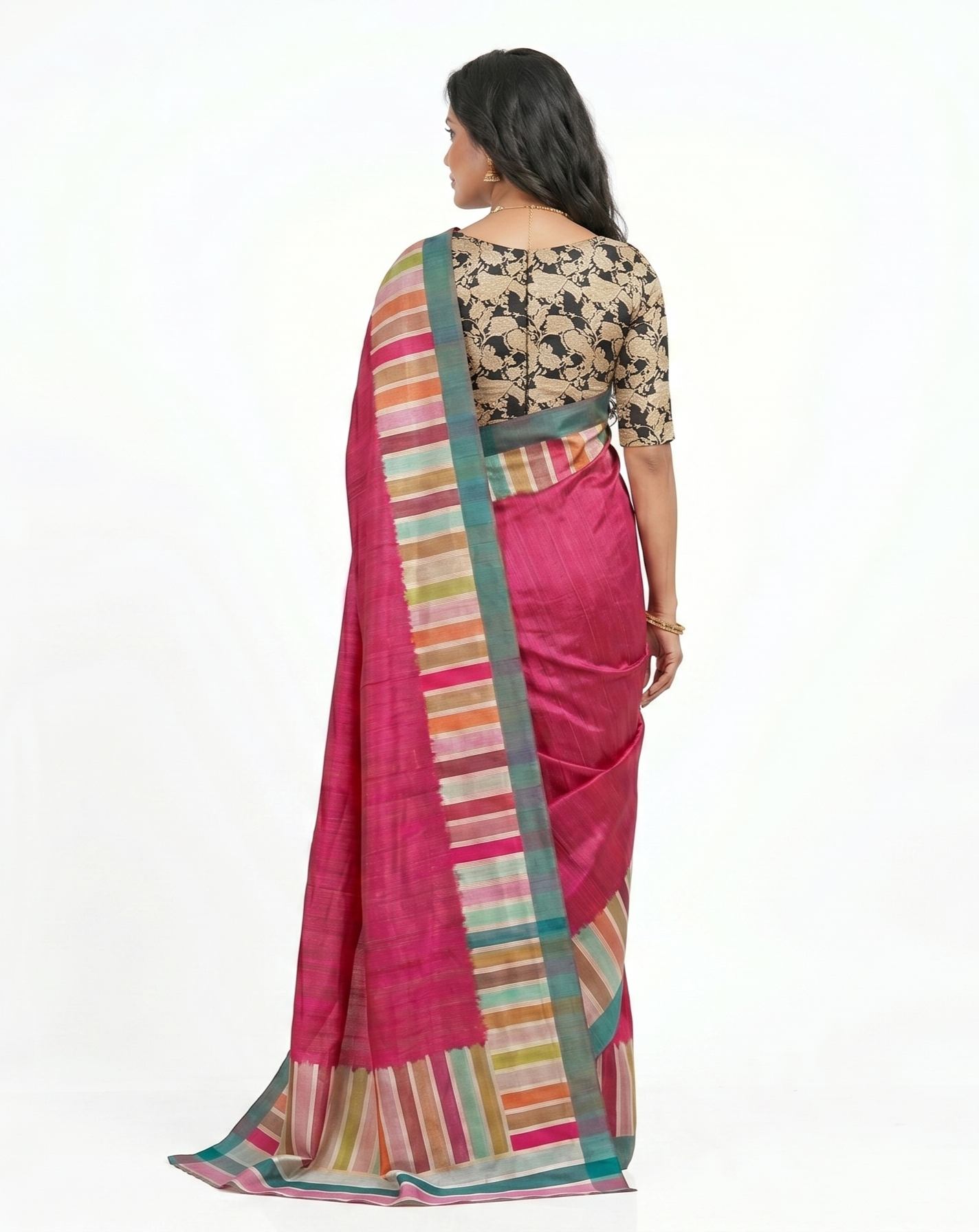 Retro Art Silk Saree with Unstitched Blouse Material