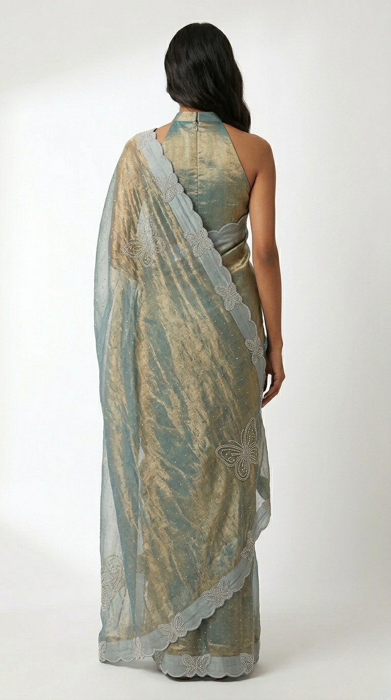 Titli Tissue Designer Saree with Unstitched Blouse Material