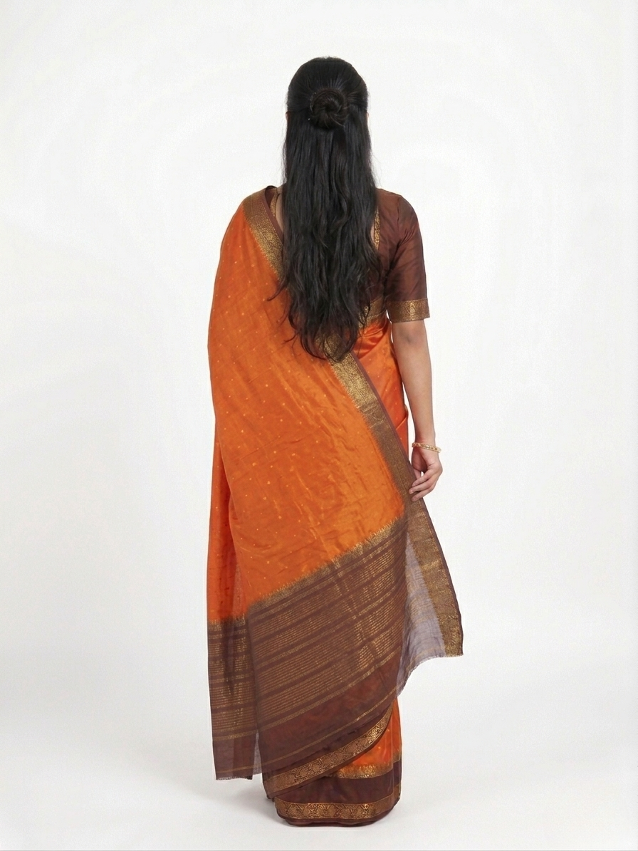 Agni Rust Mysore Silk Saree with Unstitched Blouse Material