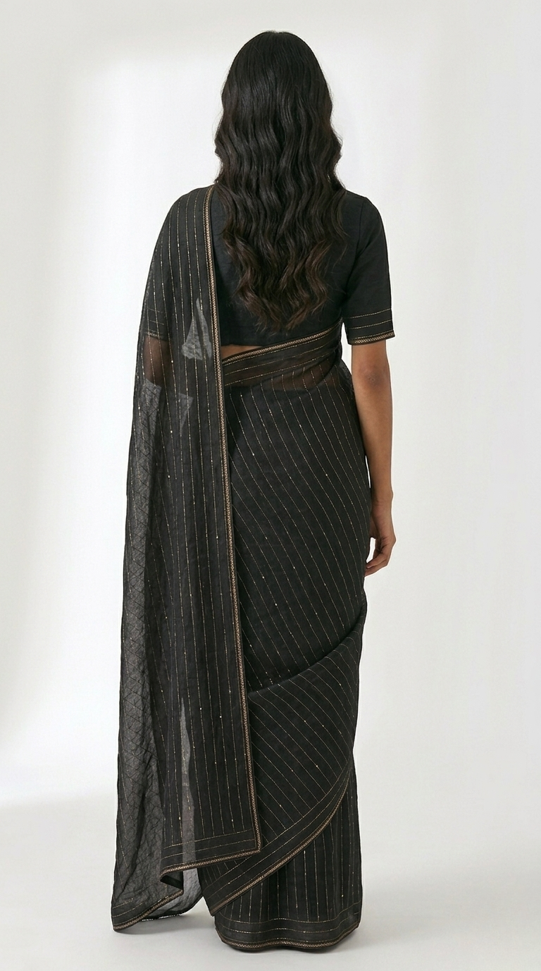 Slate Cotton Sequence Saree with Unstitched Blouse Material