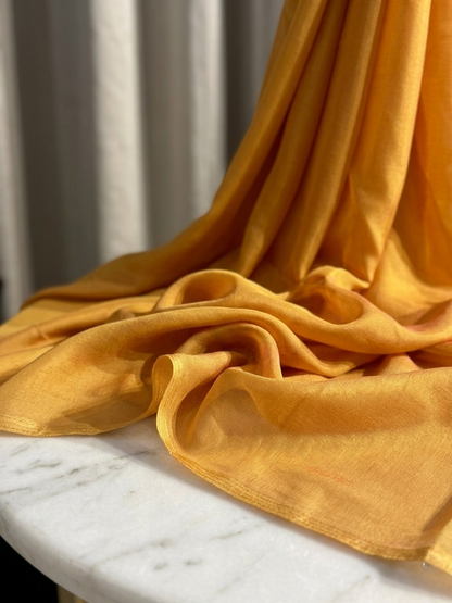 Saffron Solid Chiffon Saree