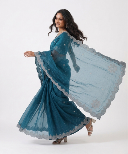 Samudra Tissue Designer Saree with Unstitched Blouse Material