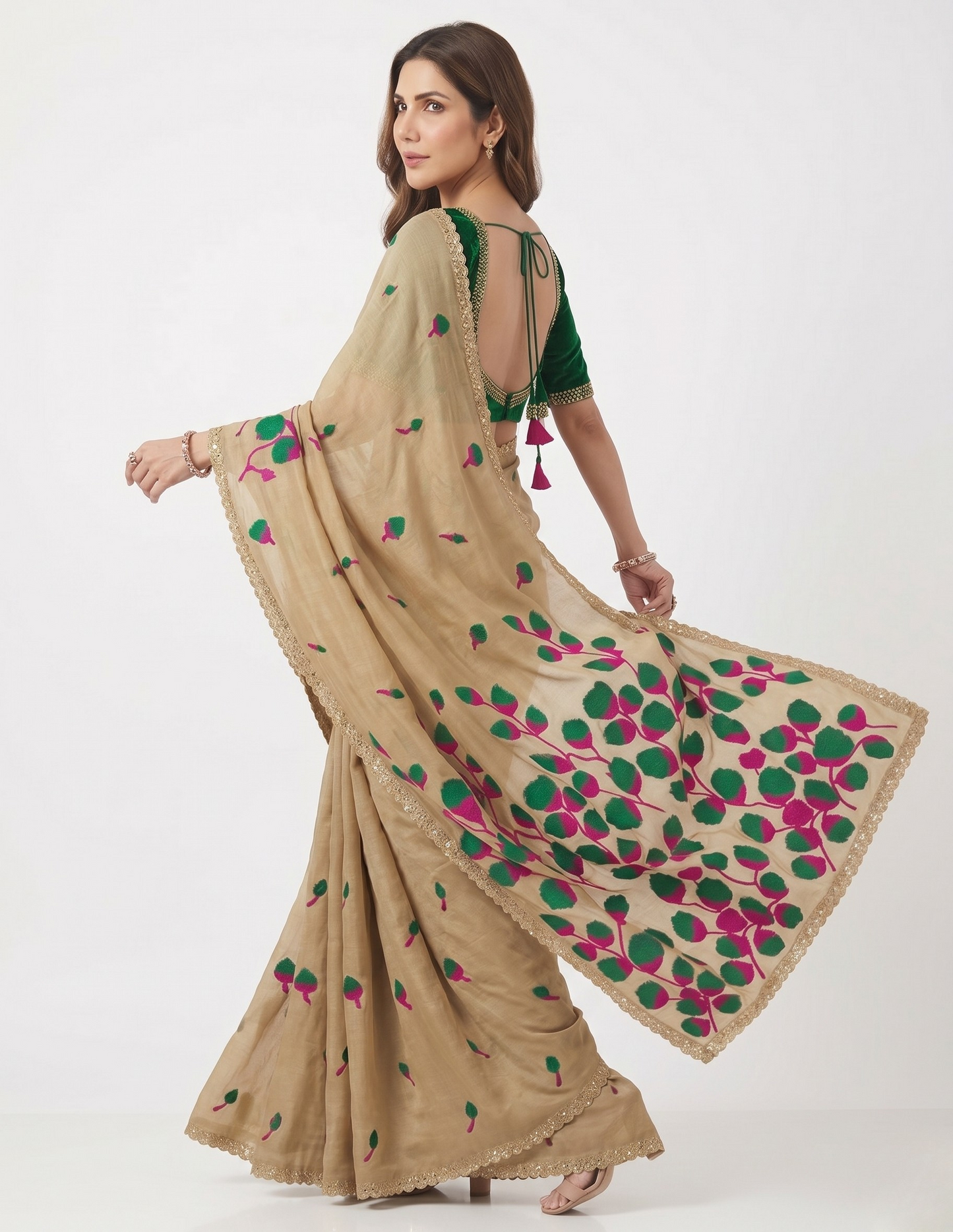 Phulwari Designer Saree with Unstitched Blouse Material
