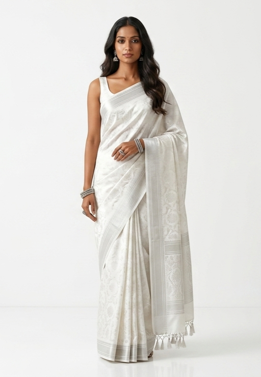 Chandra Designer Silk Saree with Unstitched Blouse Material