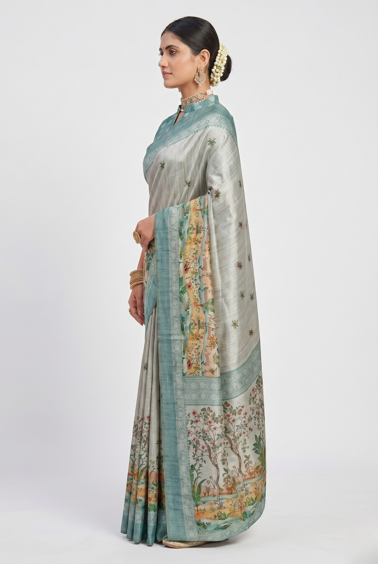Vana Art Silk Saree with Unstitched Blouse Material