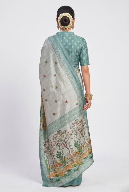 Vana Art Silk Saree with Unstitched Blouse Material