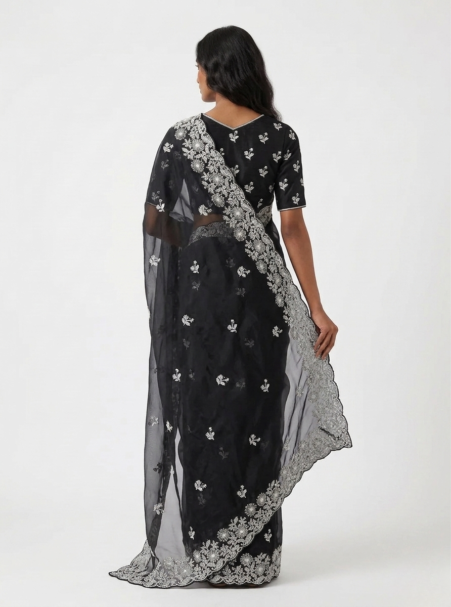 Shab Organza Saree with Unstitched Blouse Material