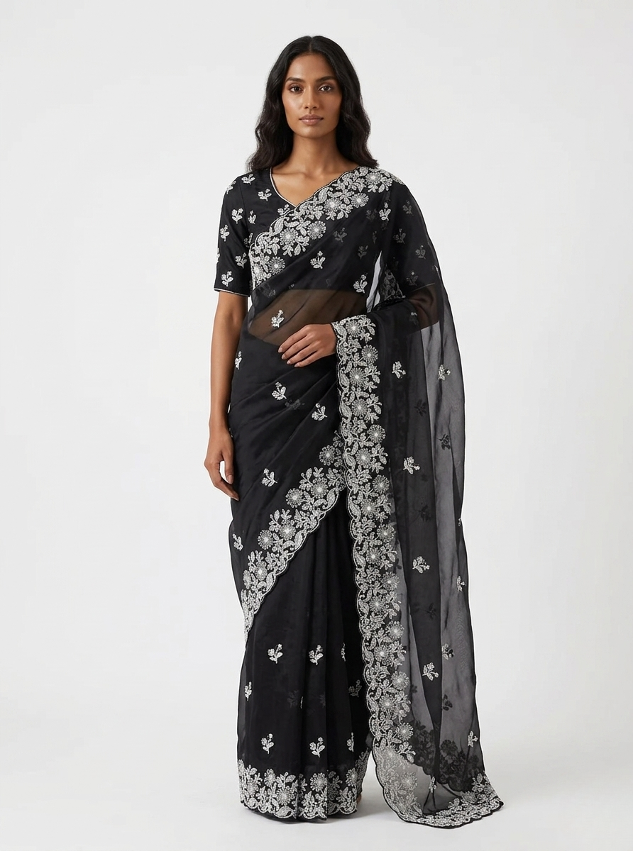 Shab Organza Saree with Unstitched Blouse Material