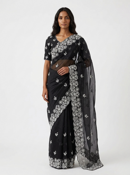 Shab Organza Saree with Unstitched Blouse Material