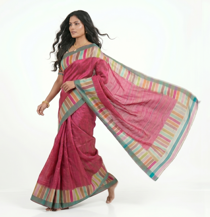 Retro Art Silk Saree with Unstitched Blouse Material