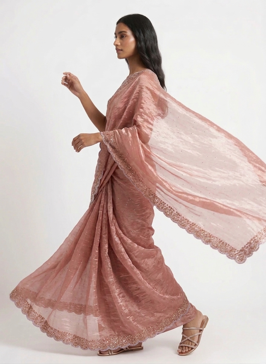 Rooh Tissue Designer Saree with Unstitched Blouse Material