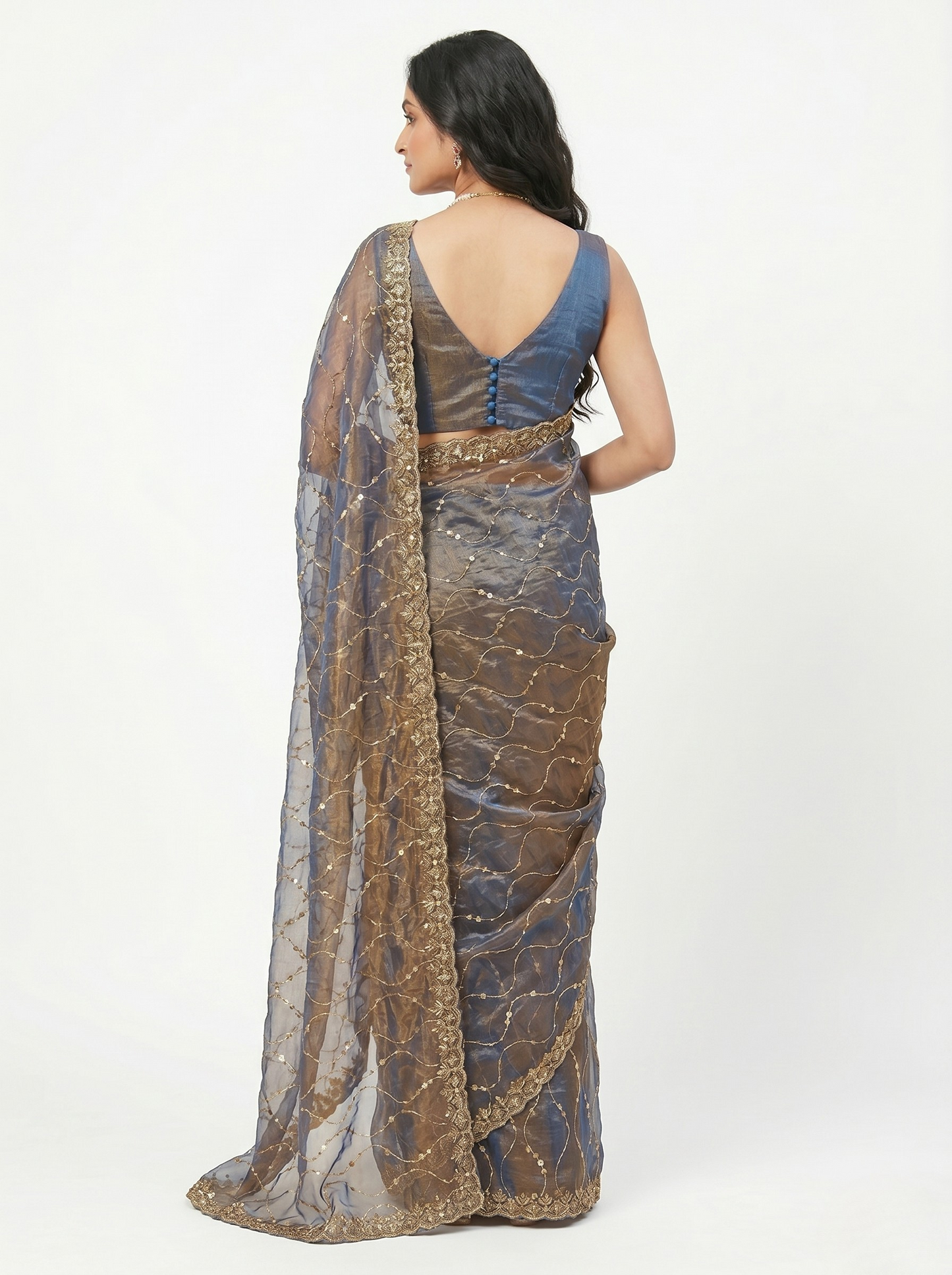Tamba Tissue Designer Saree with Unstitched Blouse Material