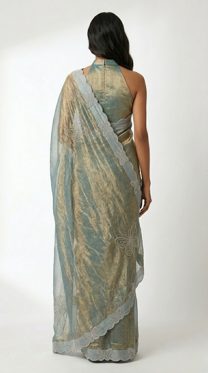 Titli Tissue Designer Saree with Unstitched Blouse Material