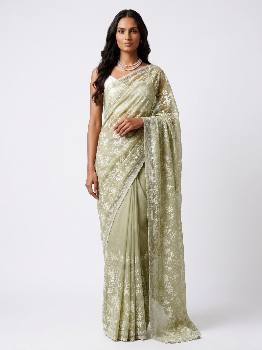 Dew Tissue Designer Saree with Unstitched Blouse Material
