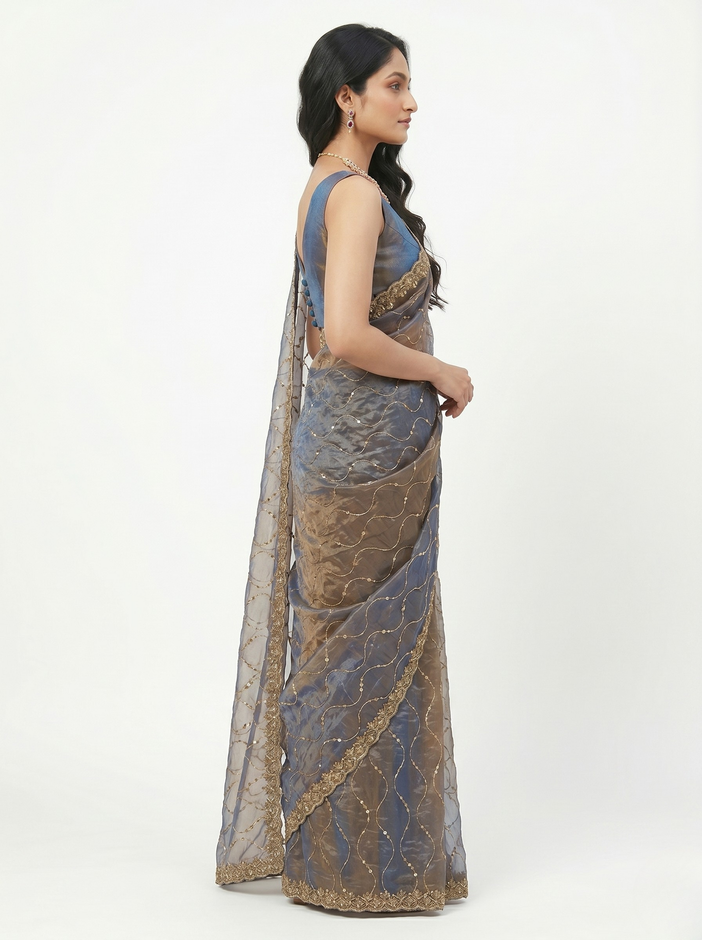 Tamba Tissue Designer Saree with Unstitched Blouse Material