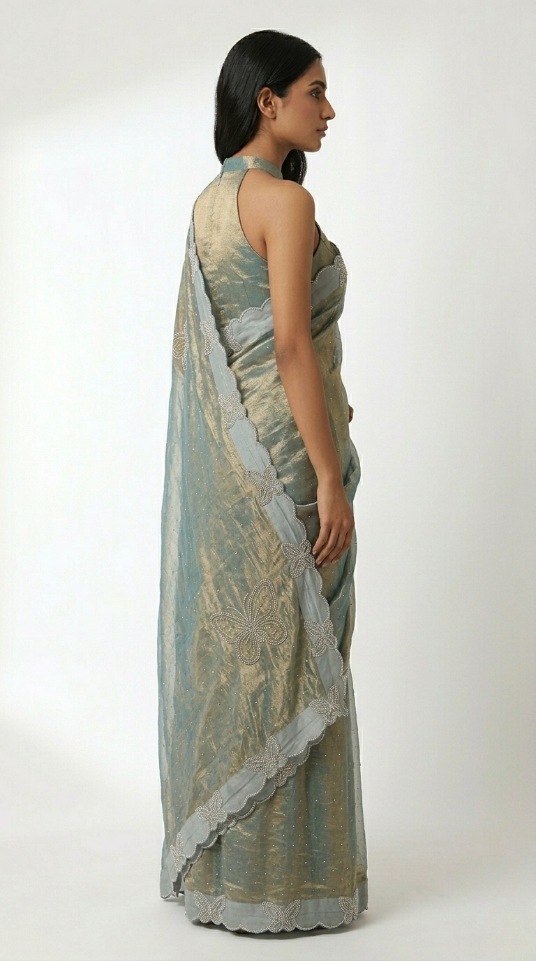 Titli Tissue Designer Saree with Unstitched Blouse Material