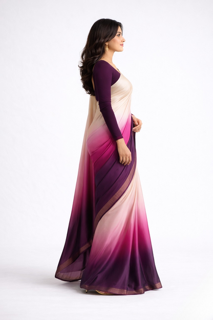 Dusk Ombre Satin Saree