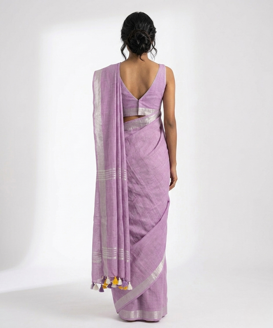 Bakul Linen Saree with Unstitched Blouse Material