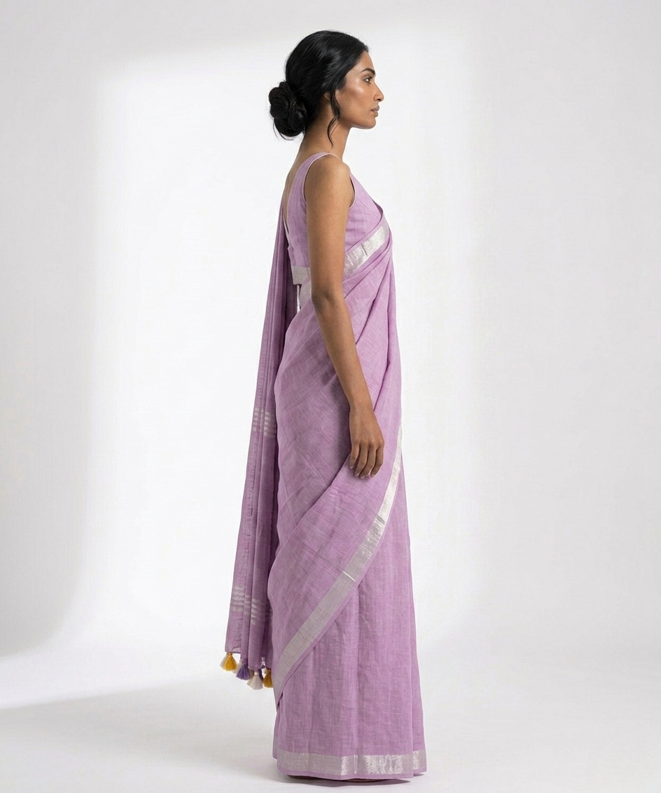 Bakul Linen Saree with Unstitched Blouse Material