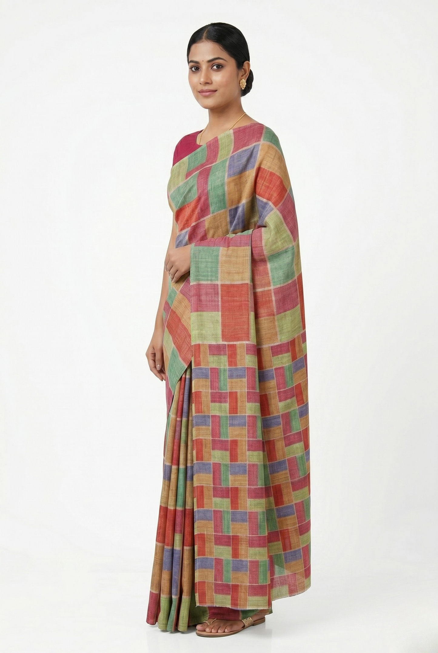 Mozaik Print Saree with Unstitched Blouse Material