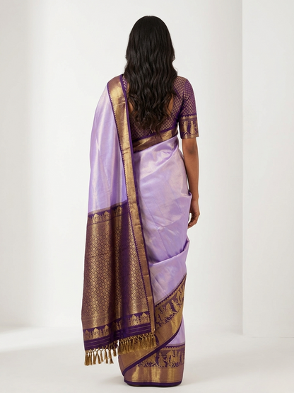 Radham Iris Kanchipuram Silk Saree with Unstitched Blouse