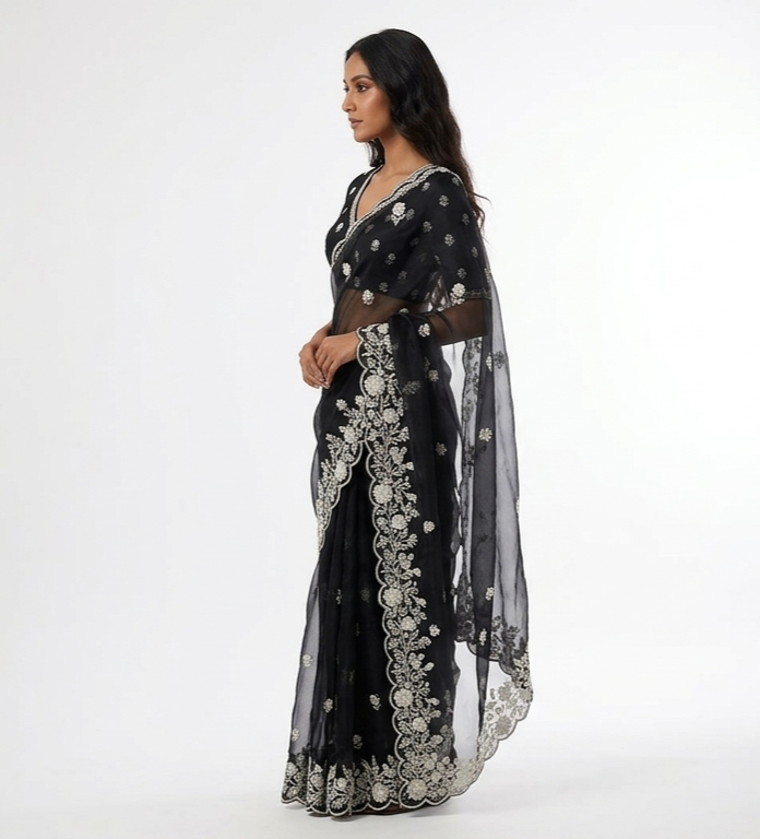 Shab Organza Saree with Unstitched Blouse Material