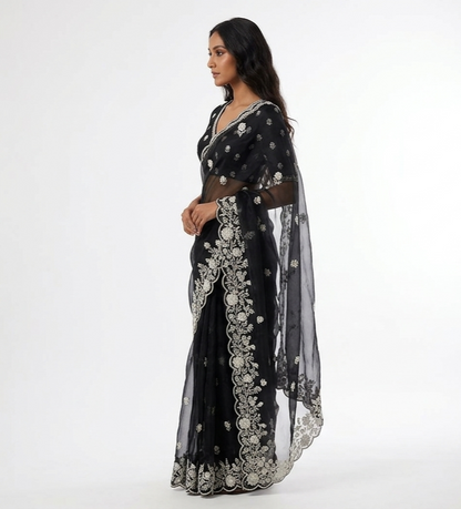 Shab Organza Saree with Unstitched Blouse Material