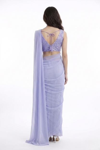 Mist Solid Chiffon Saree