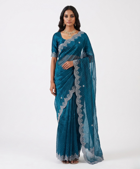 Samudra Tissue Designer Saree with Unstitched Blouse Material