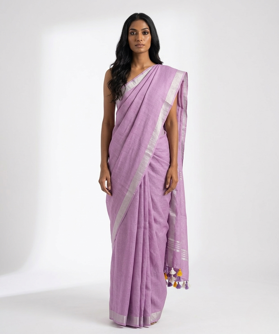 Bakul Linen Saree with Unstitched Blouse Material