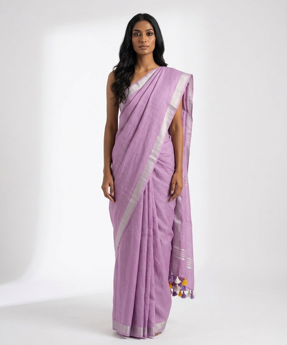 Bakul Linen Saree with Unstitched Blouse Material