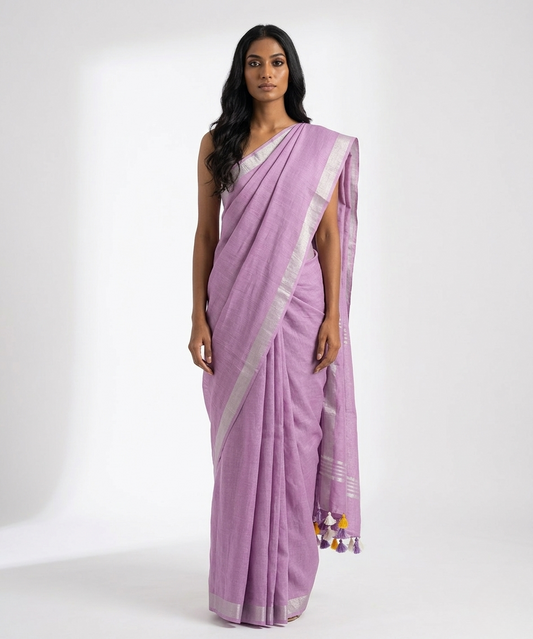 Bakul Linen Saree with Unstitched Blouse Material