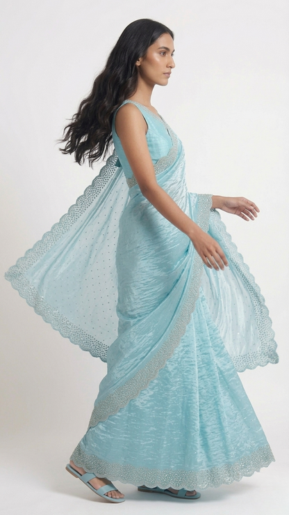 Lahar Tissue Designer Saree with Unstitched Blouse Material