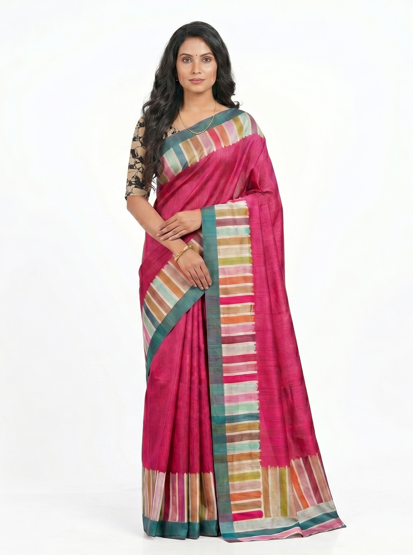 Retro Art Silk Saree with Unstitched Blouse Material