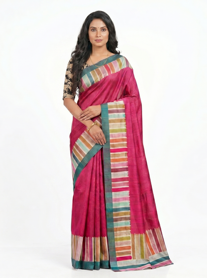 Retro Art Silk Saree with Unstitched Blouse Material