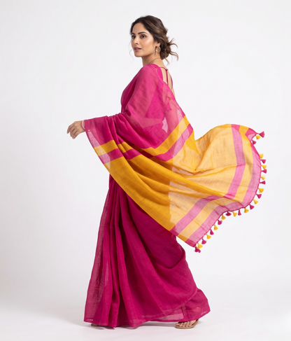 Gulaal Cotton Saree with Unstitched Blouse Material