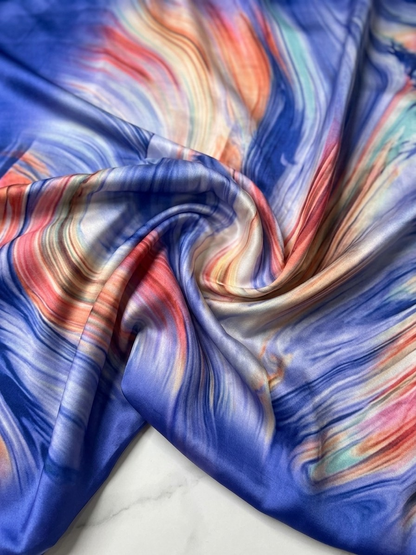 Tide Marble Print Satin Saree
