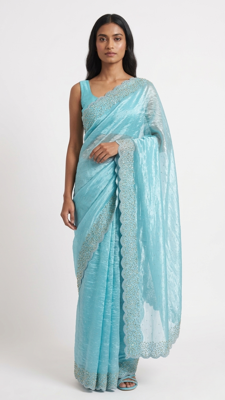Lahar Tissue Designer Saree with Unstitched Blouse Material