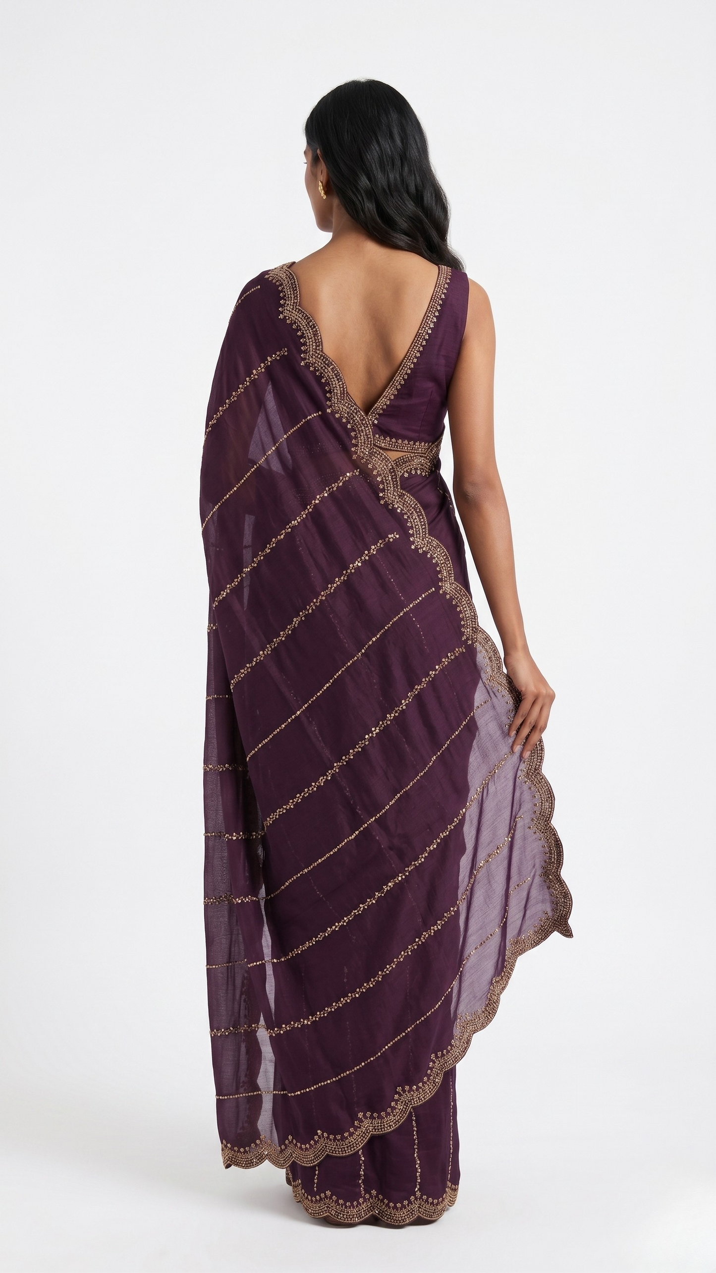 Shahi Pinstripe Designer Saree with Unstitched Blouse Material