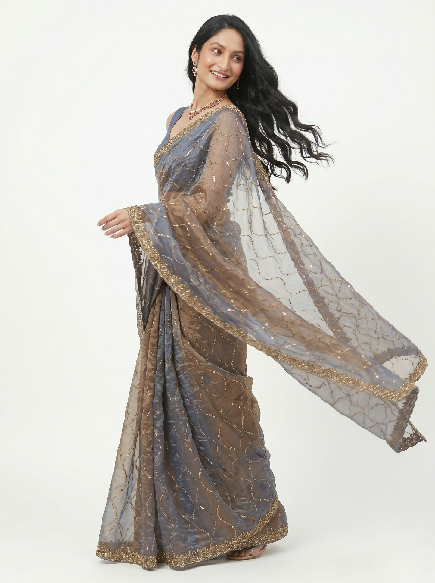 Tamba Tissue Designer Saree with Unstitched Blouse Material