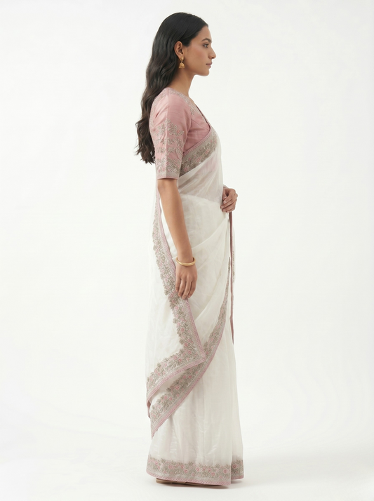 Blossom Organza Saree with Unstitched Blouse Material