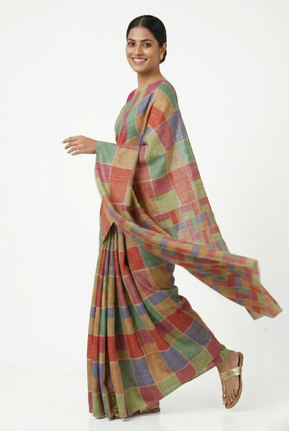 Mozaik Print Saree with Unstitched Blouse Material