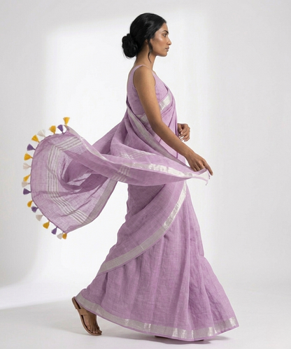 Bakul Linen Saree with Unstitched Blouse Material