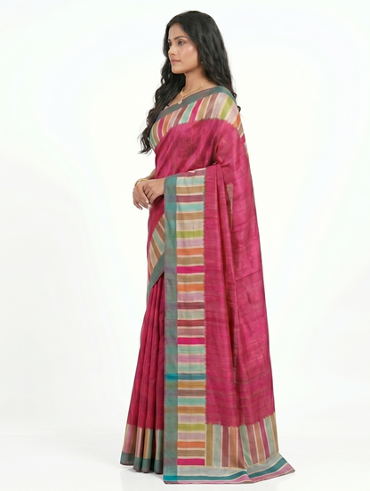 Retro Art Silk Saree with Unstitched Blouse Material