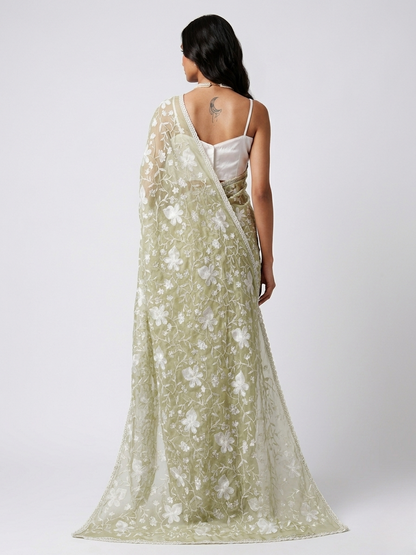 Dew Tissue Designer Saree with Unstitched Blouse Material